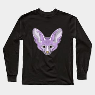 cute purple bat eared fox face Long Sleeve T-Shirt